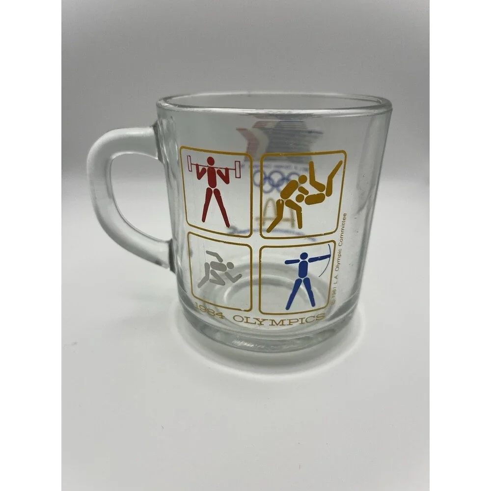 Vintage 1984 McDonalds Los Angeles Olympic Glass Coffee Mug‎